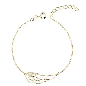 Bratara argint placata cu aur galben model aripa de inger cu pietre DiAmanti Z1438BG_W-DIA (Argint 925‰ 1,5 g.)